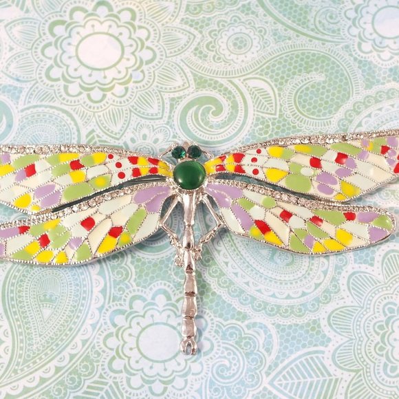 Statement Colorful Dragonfly Brooch Pin - Picture 16 of 16